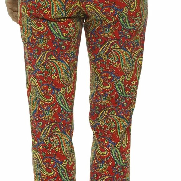 Elegant Women's Petite Floral Pants - 96% Cotton & 4% Elastane, Machine Washable - Picture 2 of 2